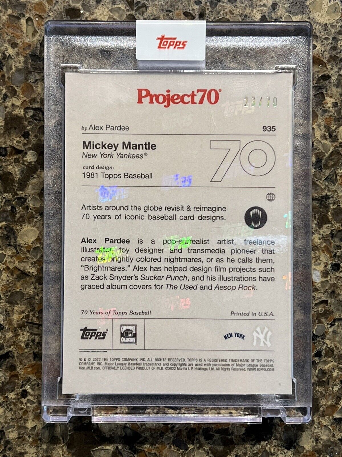 MICKEY MANTLE 2021 Topps Project70 1961 design by Alex Pardee RAINBOW FOIL 23/70