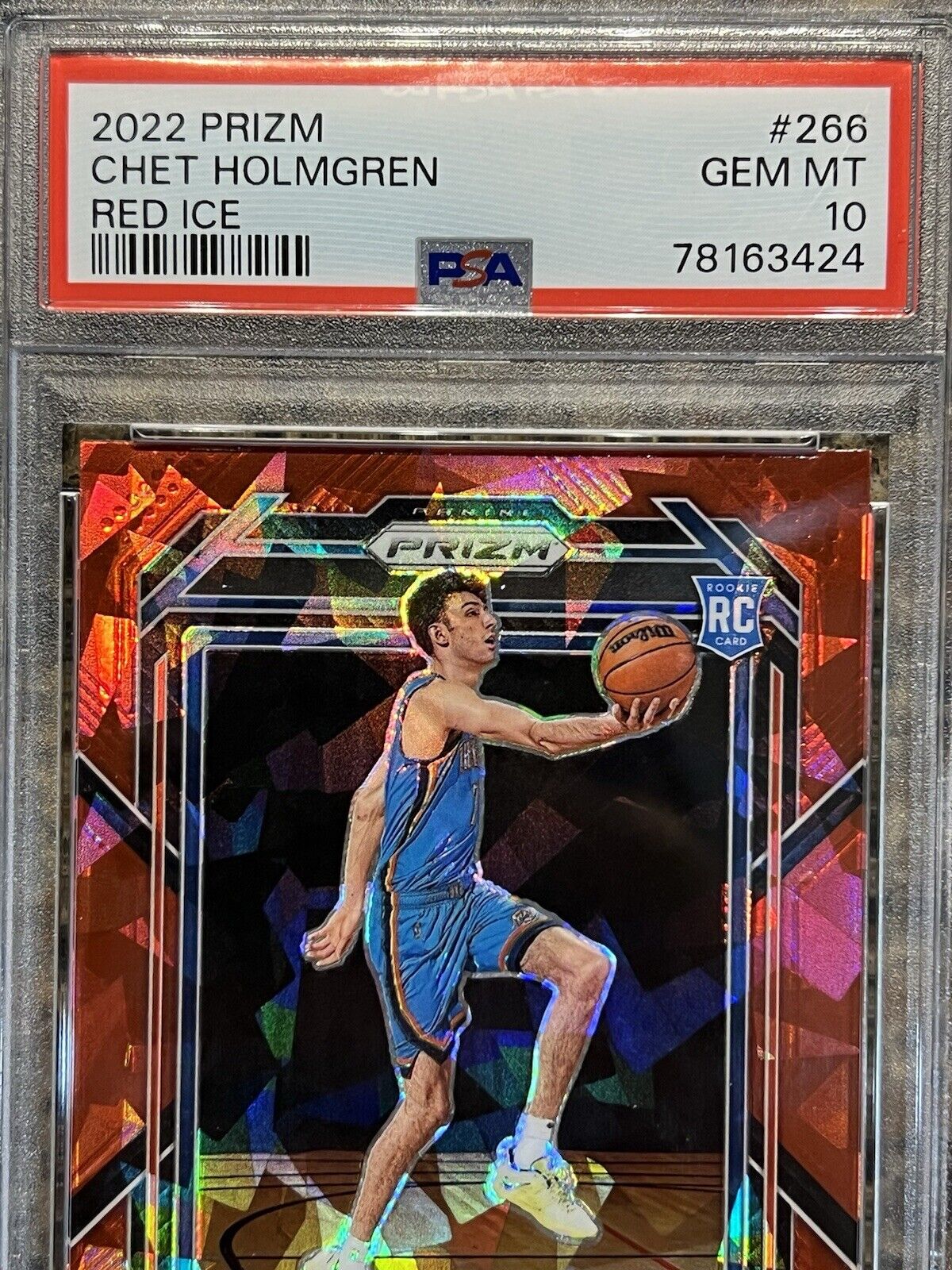 Chet Holmgren RC - 2022-23 Panini Prizm Red Ice - OKC Thunder - Gem Mint PSA 10