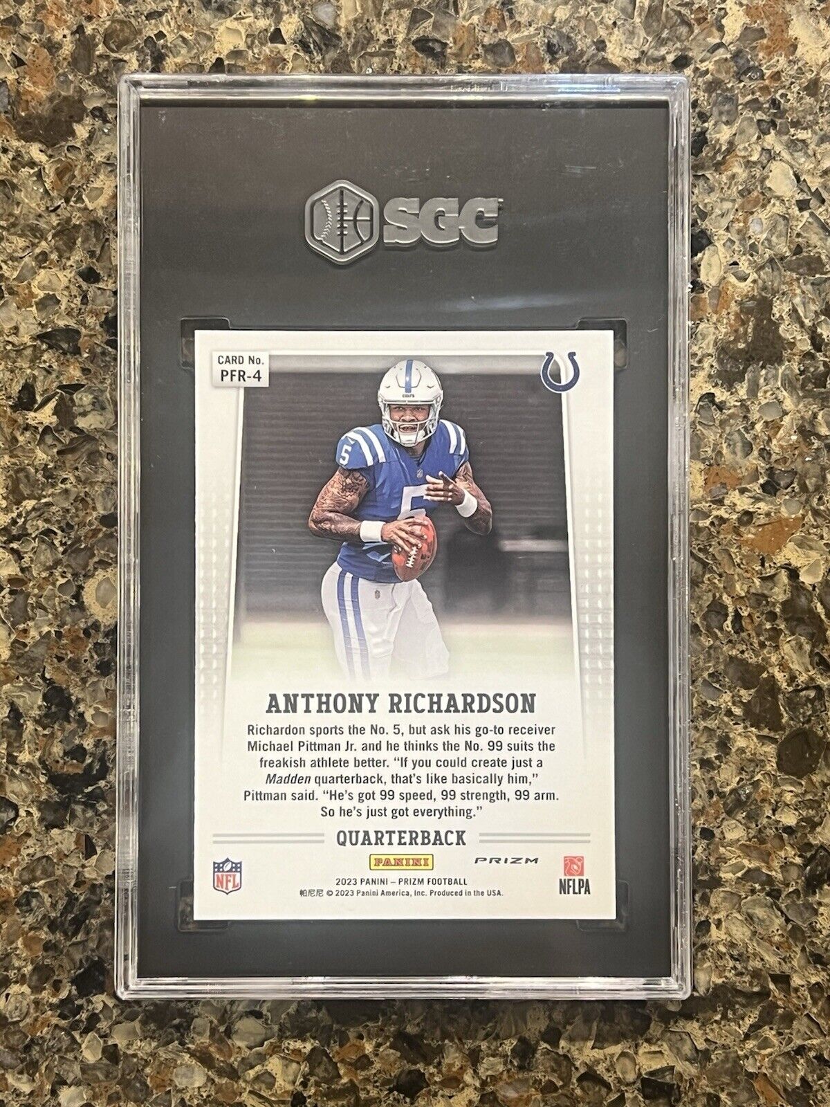 Anthony Richardson RC 2023 Panini Prizm Flashback Rookie No Huddle - Gem SGC 10