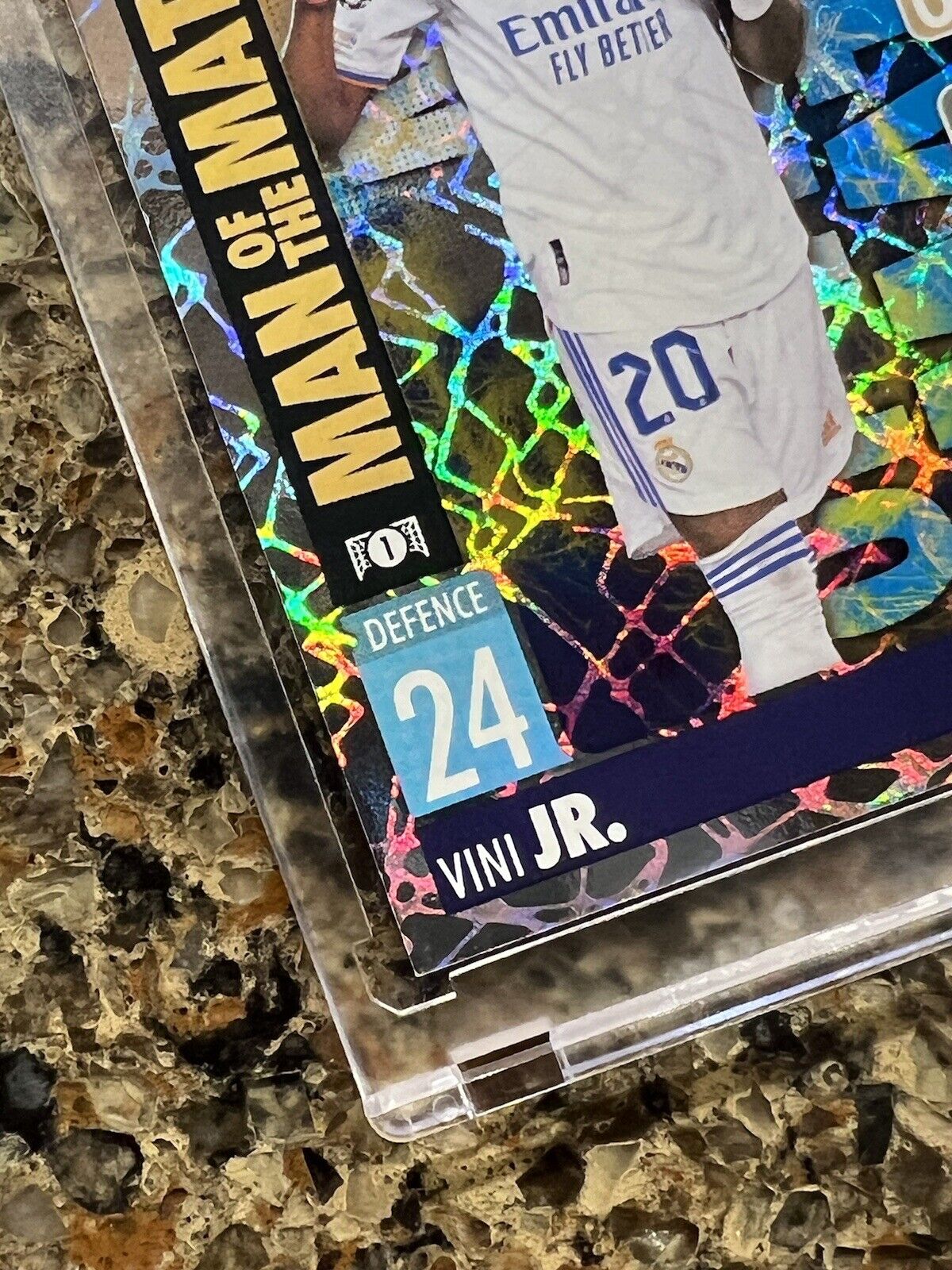 Vinicius Junior 2021 Topps Match Attax UCL Man of the Match Refractor Gem Mint