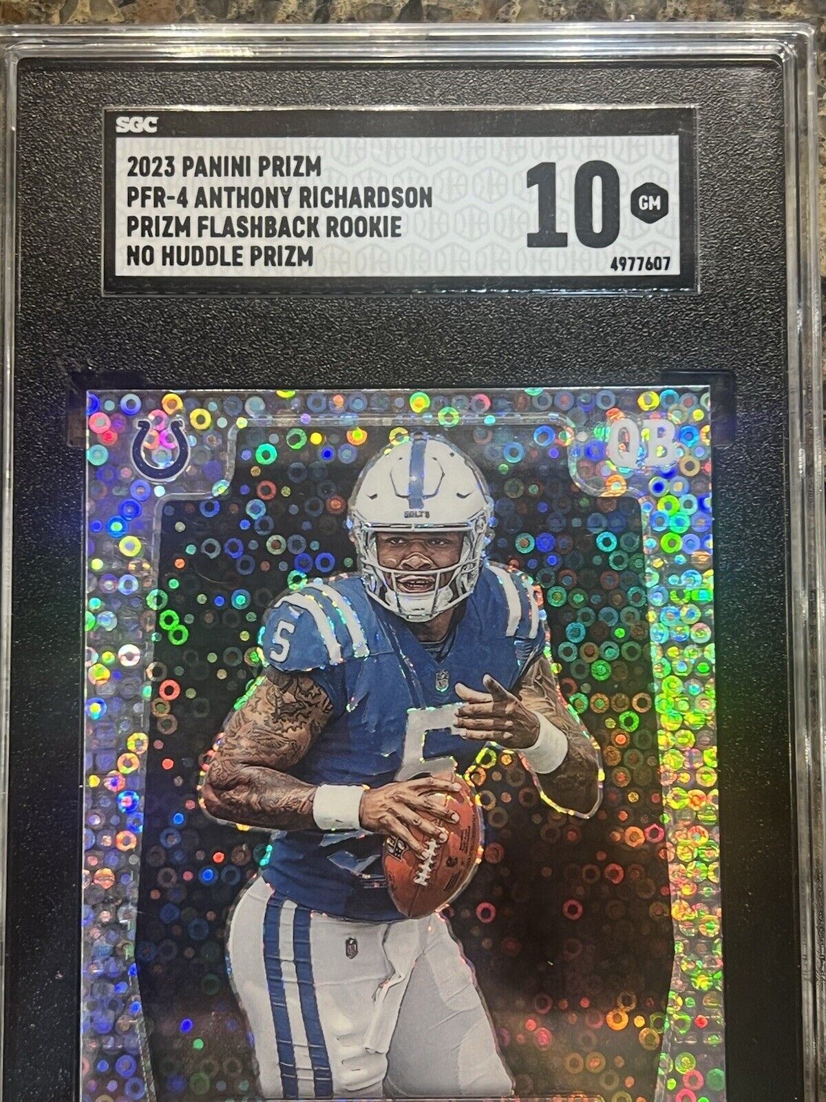 Anthony Richardson RC 2023 Panini Prizm Flashback Rookie No Huddle - Gem SGC 10