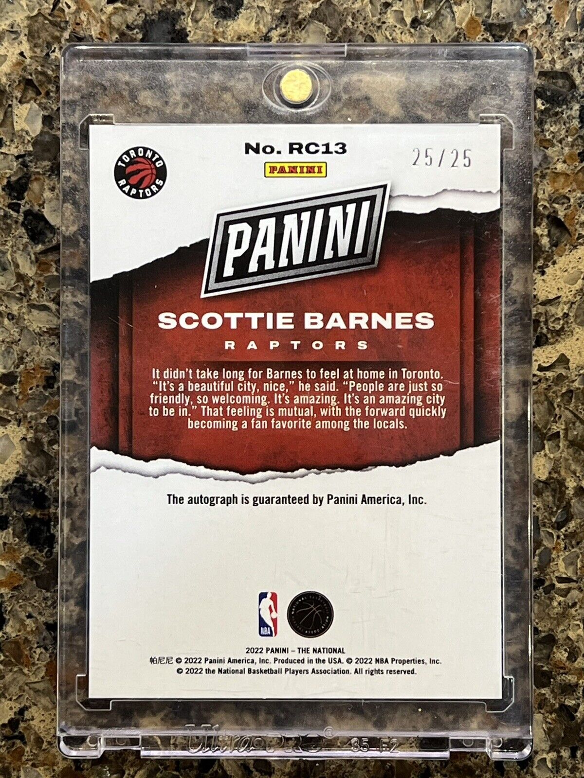 Scottie Barnes RC 2022 Panini National Autograph Cracked Ice #25/25 Rare Rookie