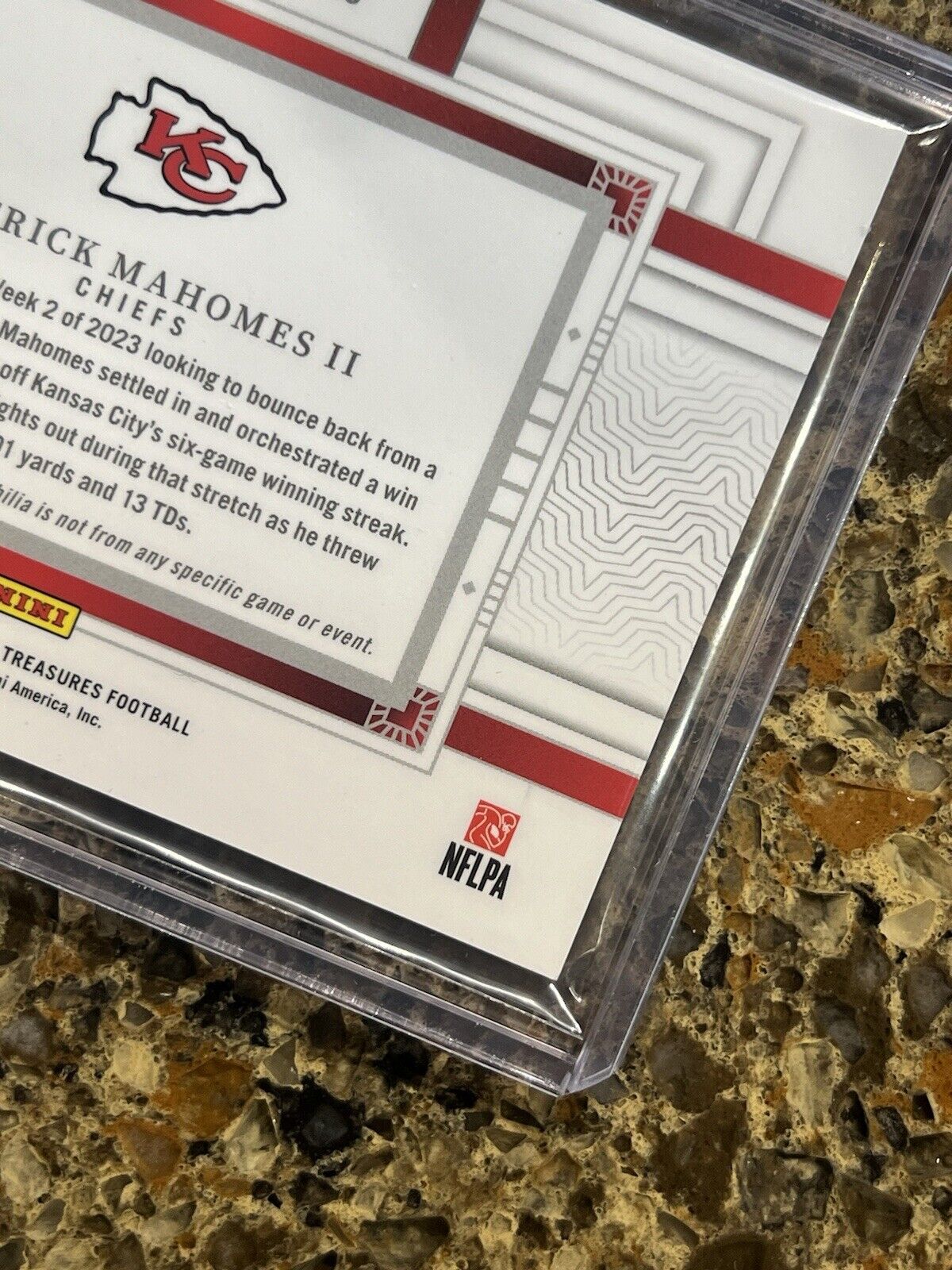 Patrick Mahomes II 2023 National Treasures Tremendous Treasures Patch #03/25 SSP