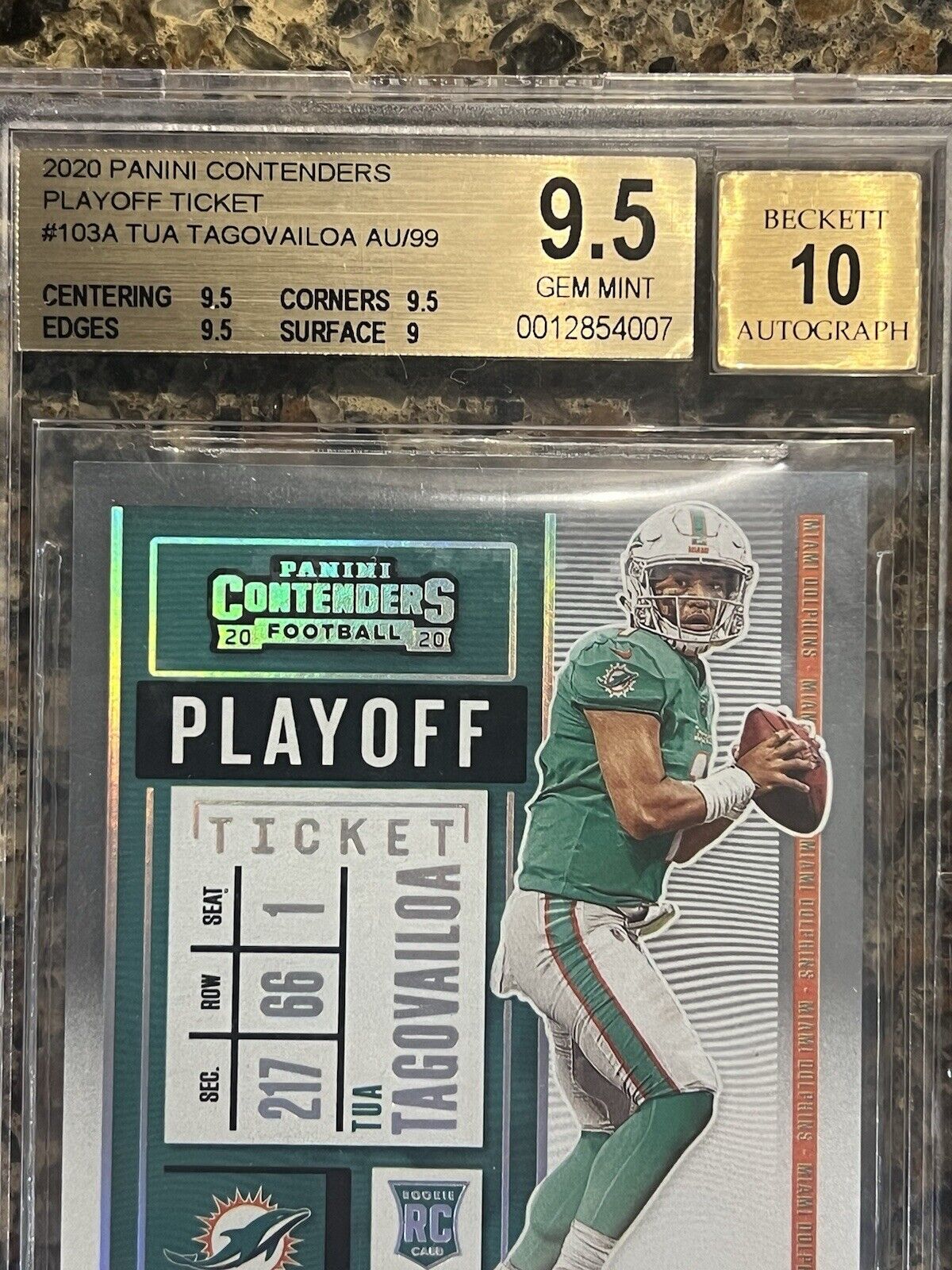 Tua Tagovailoa RC 2020 Panini Contenders Playoff Ticket Autograph #48/99 BGS 9.5