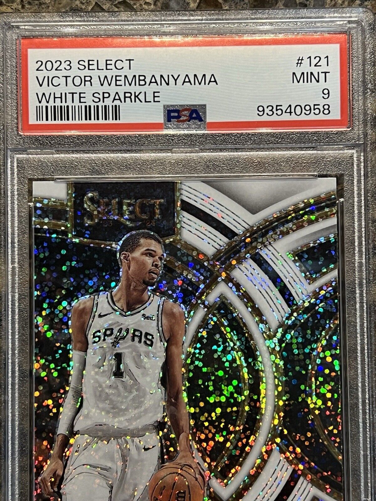 Victor Wembanyama RC 2023 Select White Sparkle Premier Level Prizm Rookie PSA 9