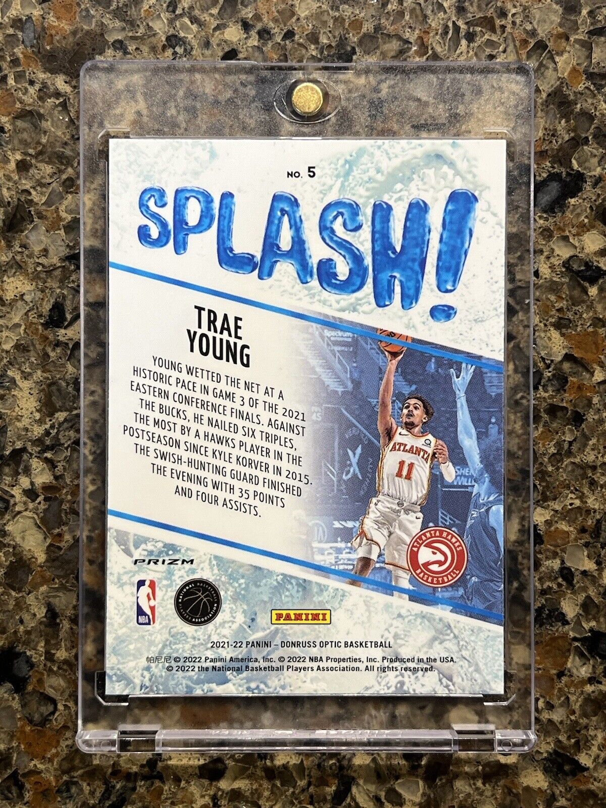 Trae Young 2021-22 Panini Donruss Optic Basketball SPLASH! Prizm Holo Gem Mint