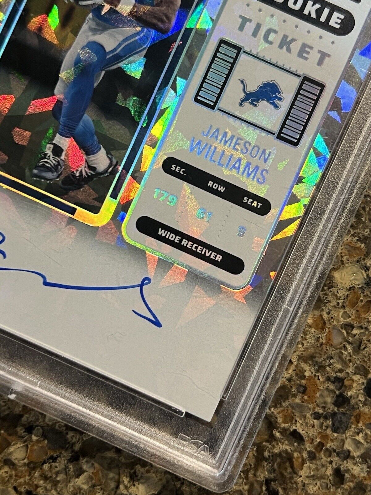 2022 Contenders Jameson Williams Rookie Ticket Autograph Cracked Ice 19/22 PSA 9