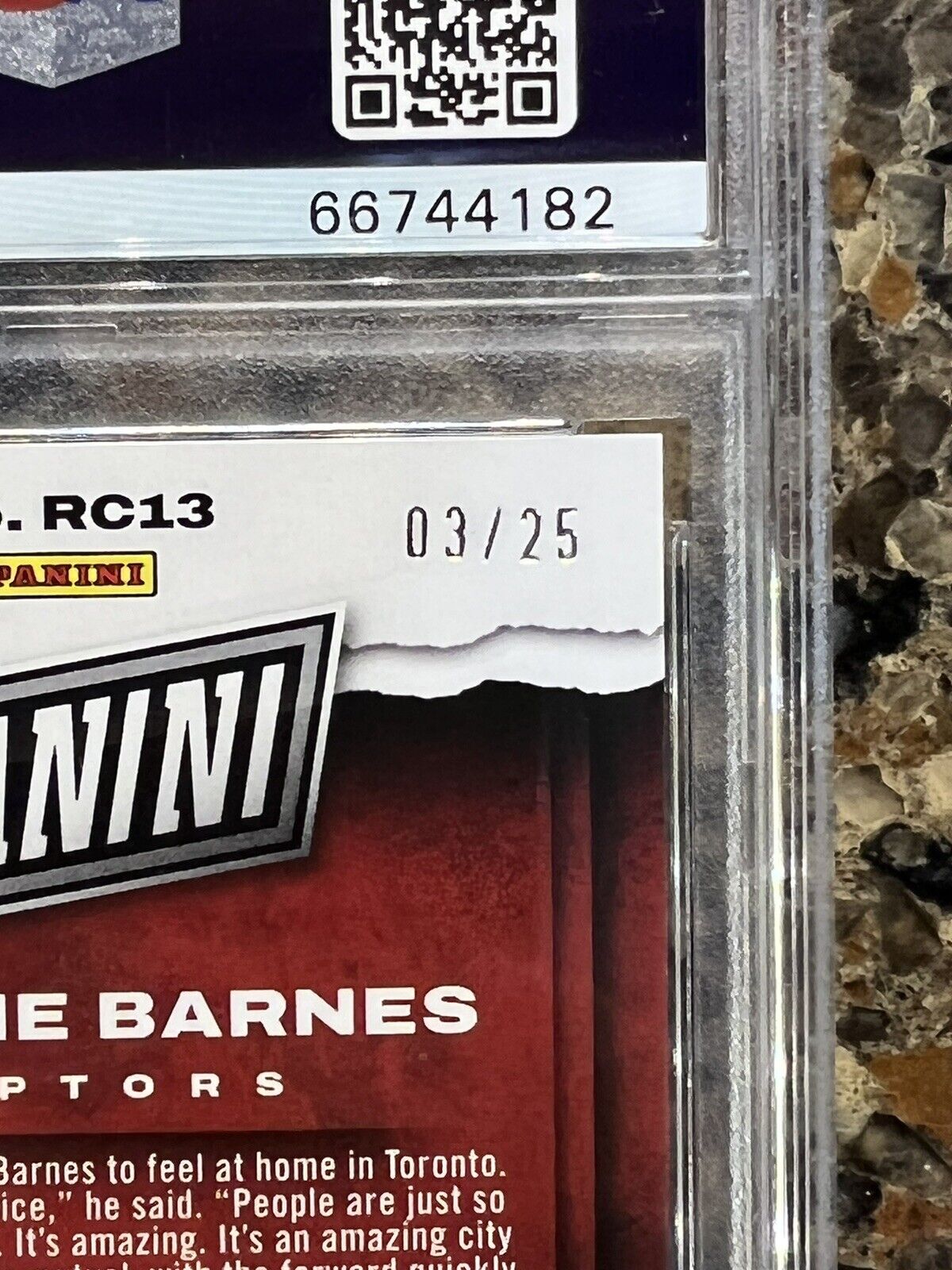 Scottie Barnes RC 2022 Panini National Autograph Cracked Ice 03/25 Rookie PSA 10