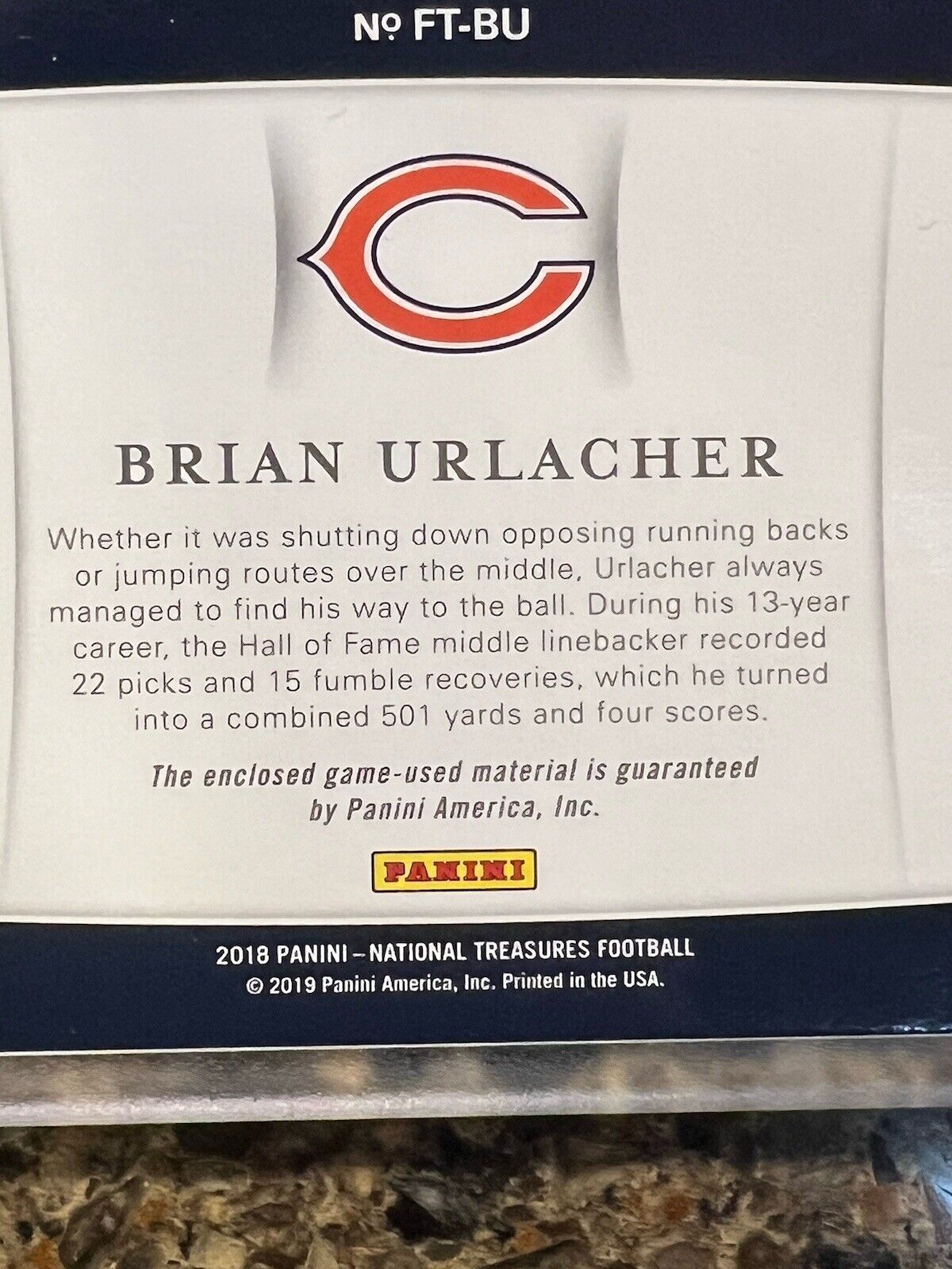 2018 Panini National Treasures Football Brian Urlacher Franchise Treasures 15/25