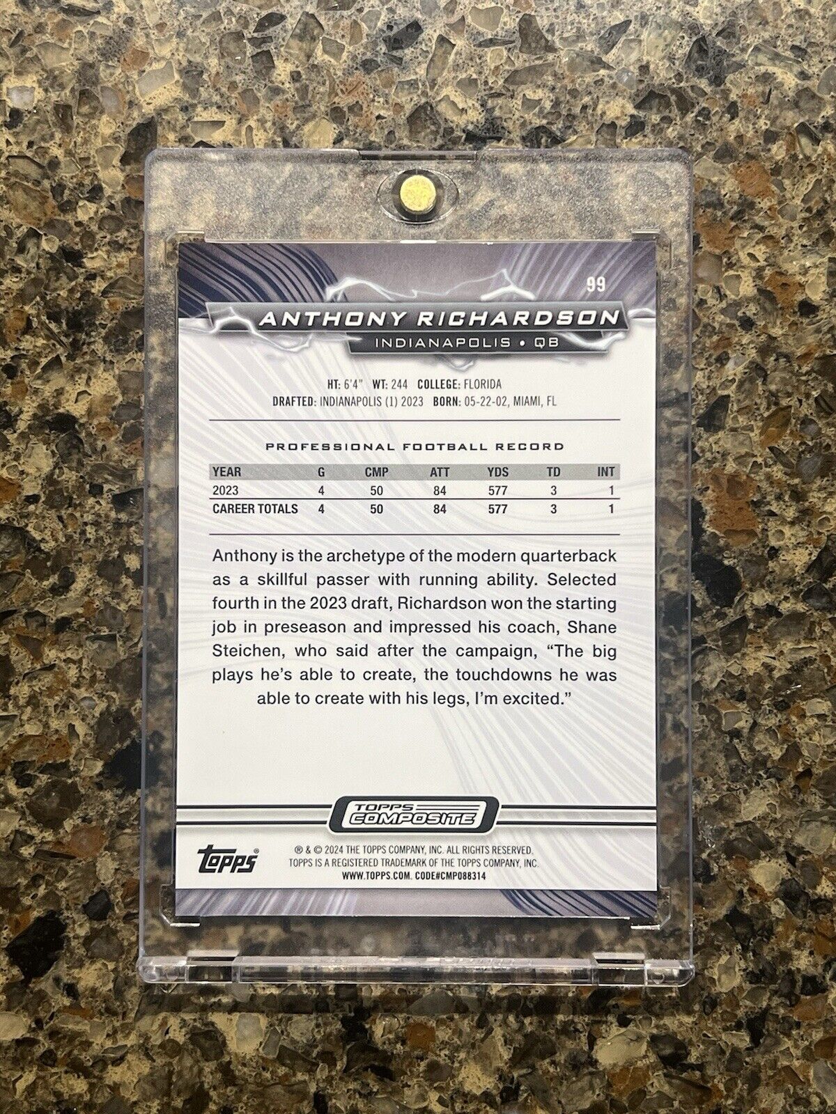 Anthony Richardson 2023 Topps Composite Resurgence Lime Green Refractor 18/20 RC