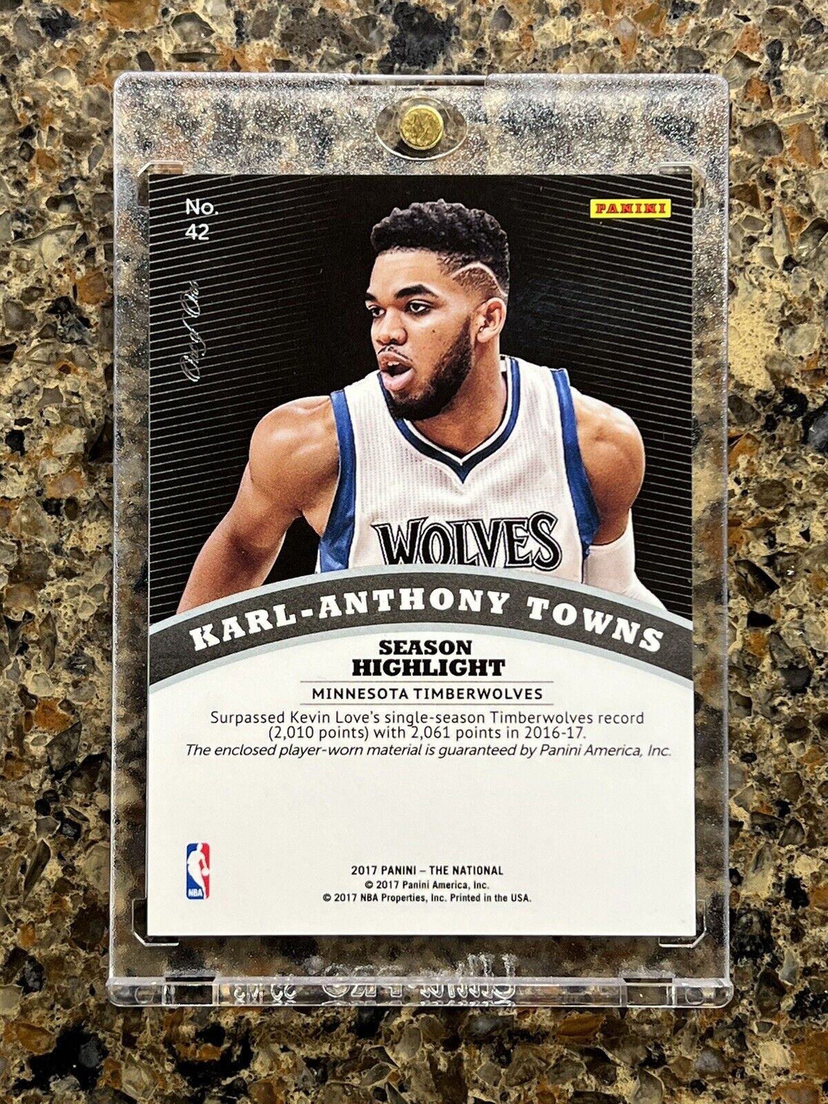 Karl-Anthony Towns 2017 Panini The National Black Prizm Laundry Tag ONE OF ONE!!