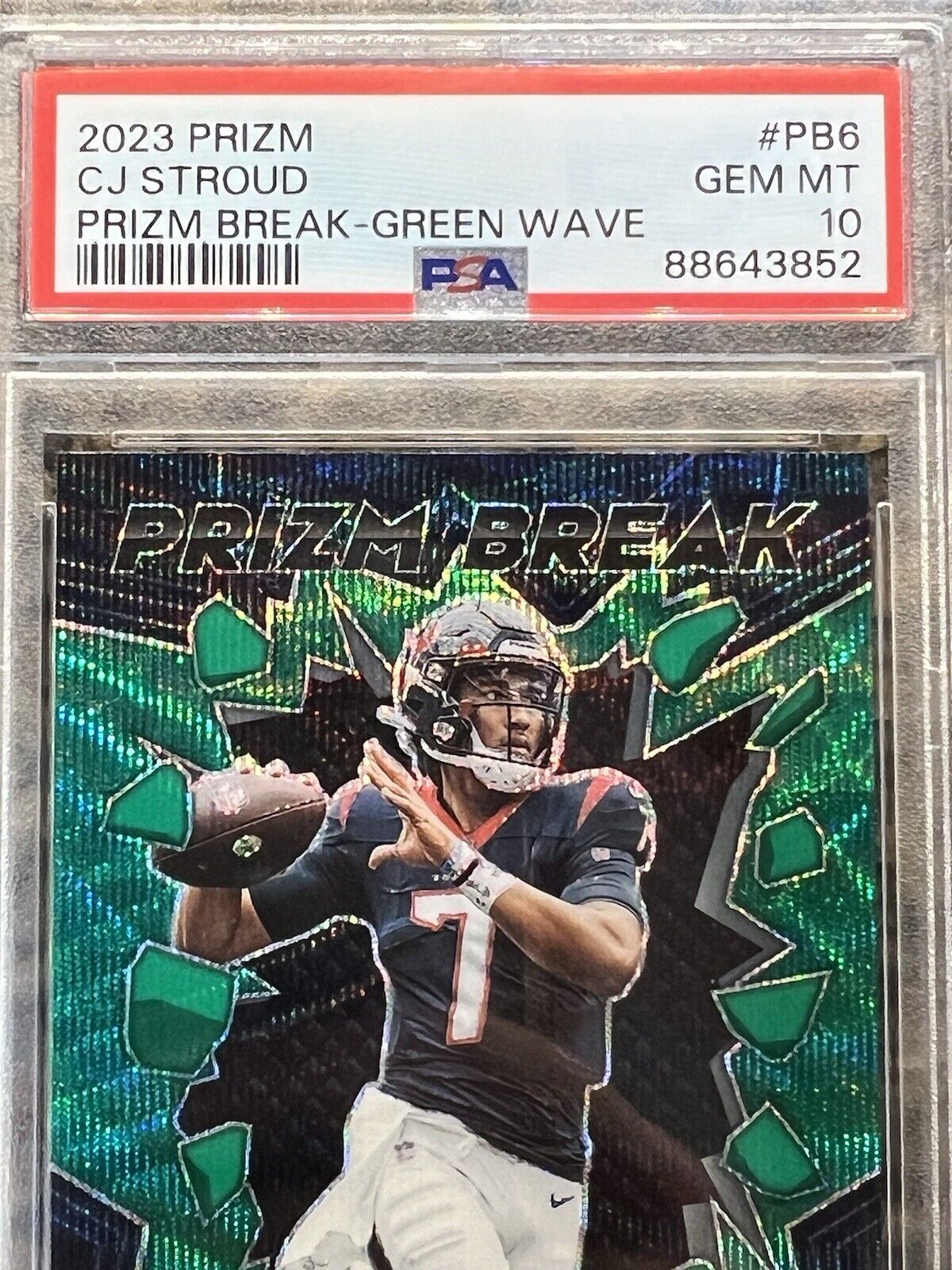 CJ Stroud RC 2023 Panini PRIZM BREAK GREEN WAVE Refractor ROOKIE Gem Mint PSA 10