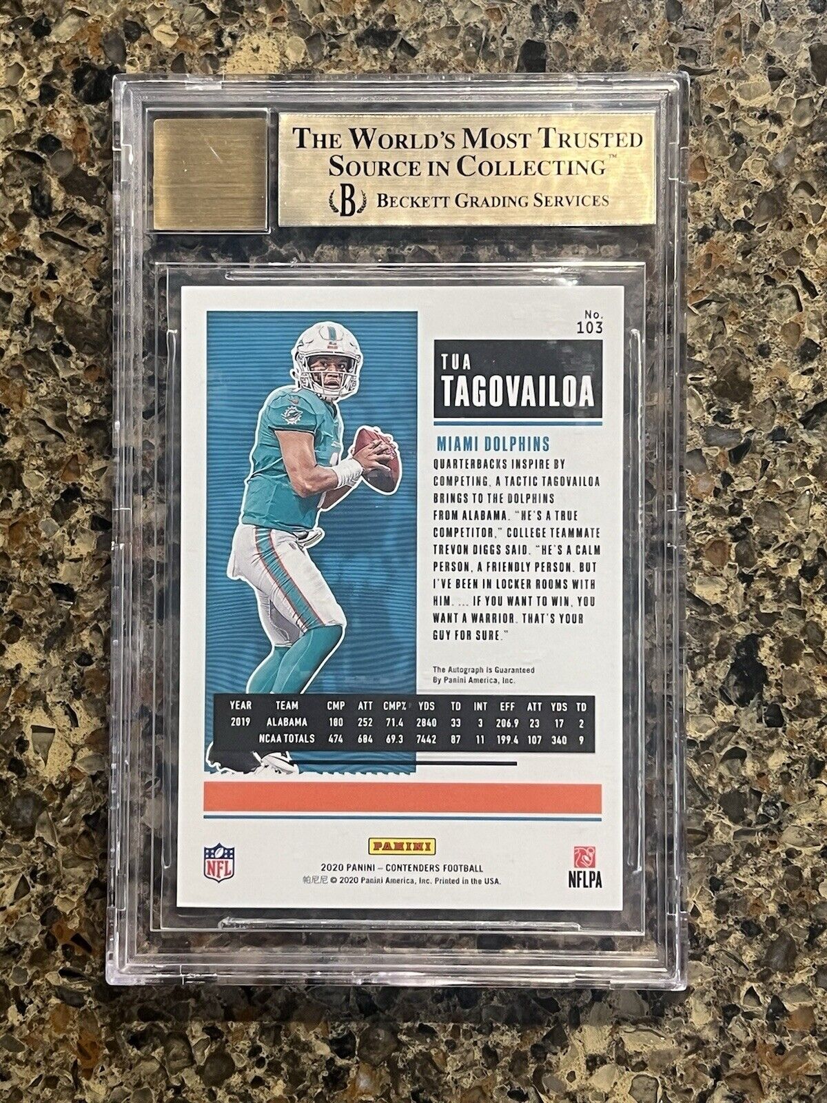 Tua Tagovailoa RC 2020 Panini Contenders Playoff Ticket Autograph #48/99 BGS 9.5