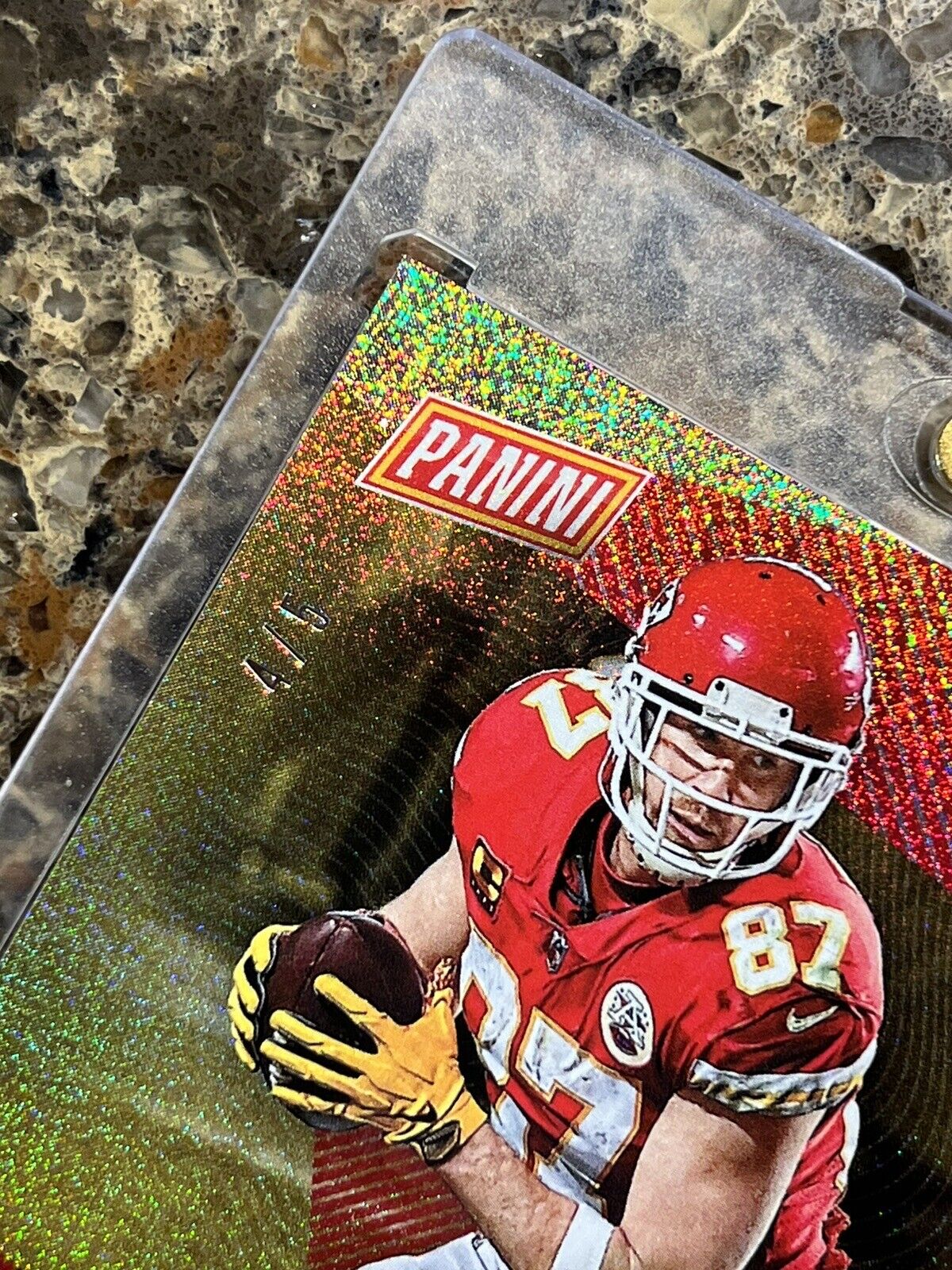 TRAVIS KELCE 2021 Panini NFL The National STARDUST 4/5 Super Rare Gem Mint SSP