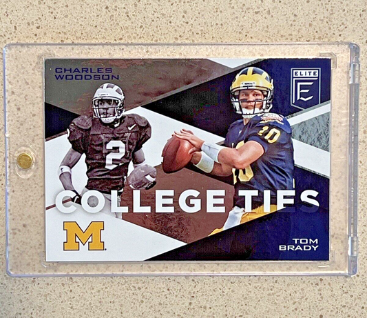 2017 Panini Donruss Elite Collegiate Tom Brady & Charles Woodson COLLEGE TIES