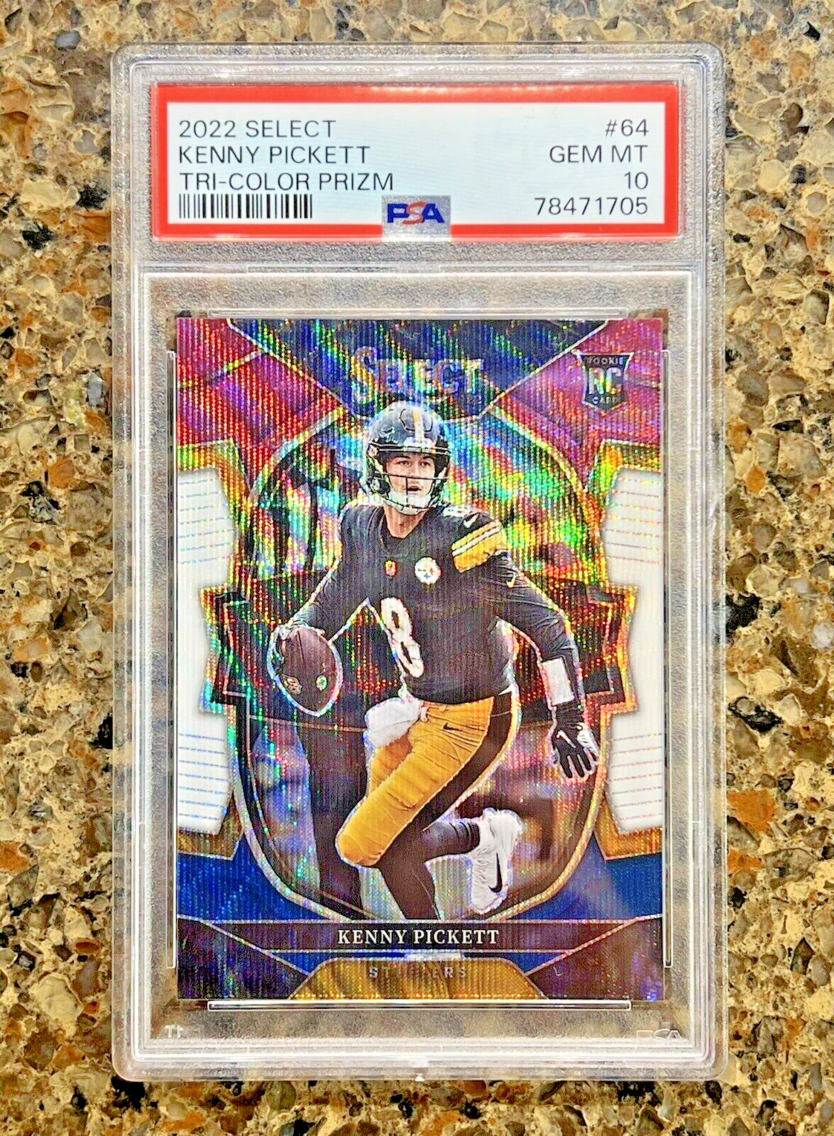 Kenny Pickett RC 2022 Panini Select Tri-Color Prizm 234/249 Rookie Card PSA 10