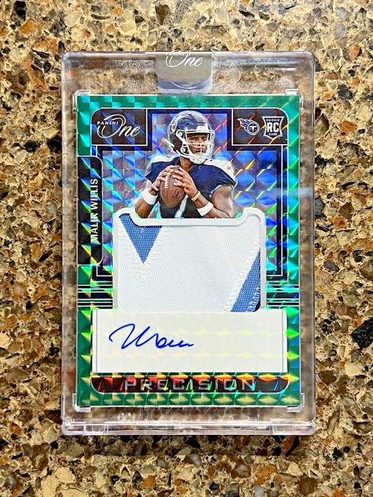 Malik Willis RC 2022 Panini One Green Precision Prizm Rookie Patch Auto #09/35