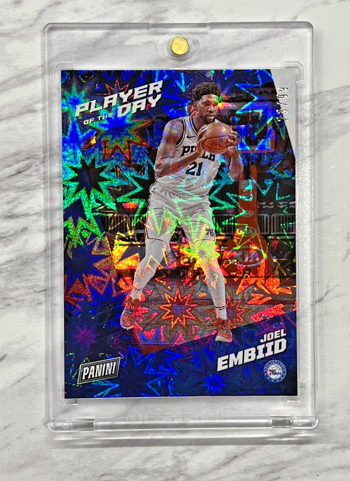 Joel Embiid 2021-22 Panini Player of the Day Basketball Kaboom 23/99 SSP Rare 🚀