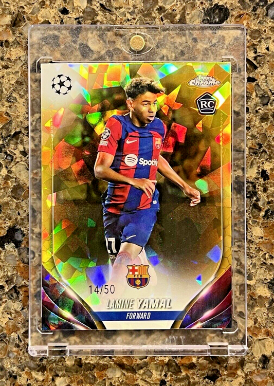 Lamine Yamal RC 2023-24 Topps Chrome Sapphire UEFA FC Barcelona Rookie GOLD /50