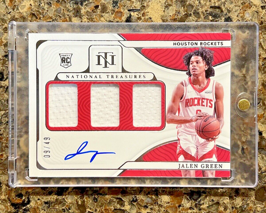 Jalen Green RC 2021 Panini National Treasures Rookie Tri-Patch Autograph /49 RPA