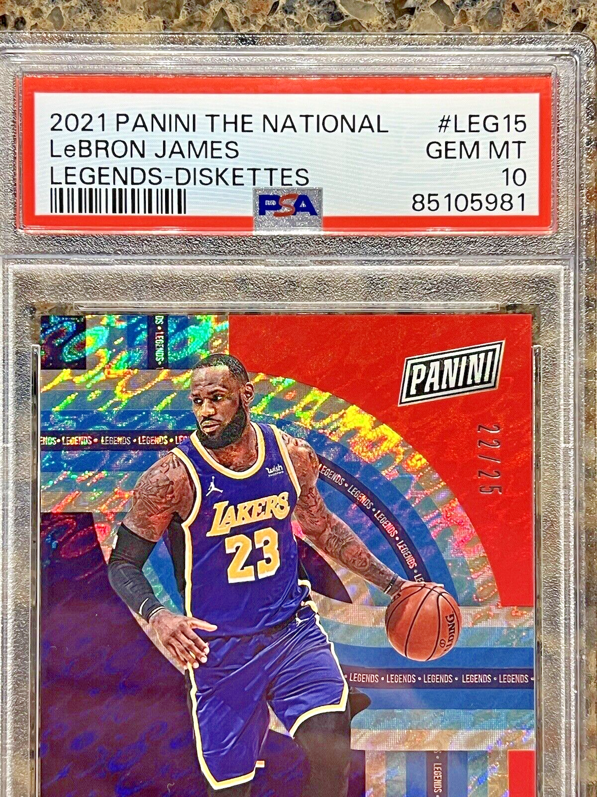 LeBron James 2021 Panini The National LEGENDS DISKETTES 22/25 SP Gem Mint PSA 10