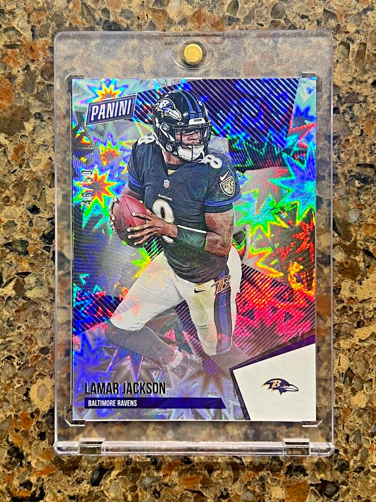 Lamar Jackson 2021 Panini THE NATIONAL #46/50 KABOOM Explosion Super Rare SSP