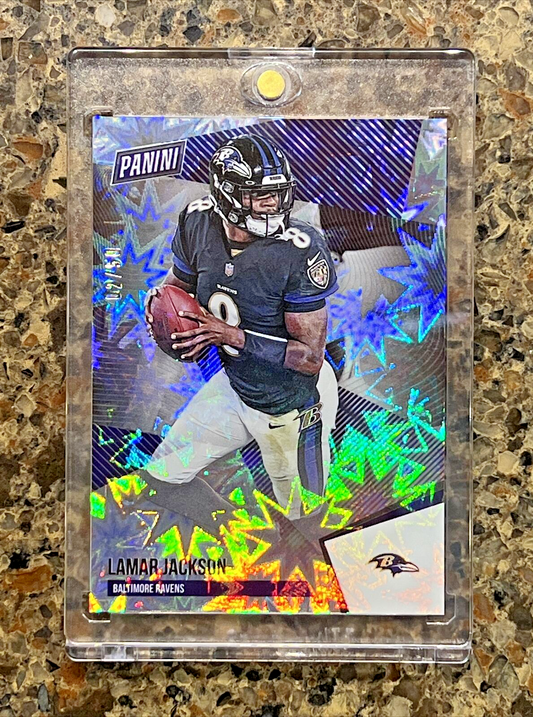 LAMAR JACKSON 2021 NFL Panini THE NATIONAL 02/50 KABOOM Explosion Super Rare SSP