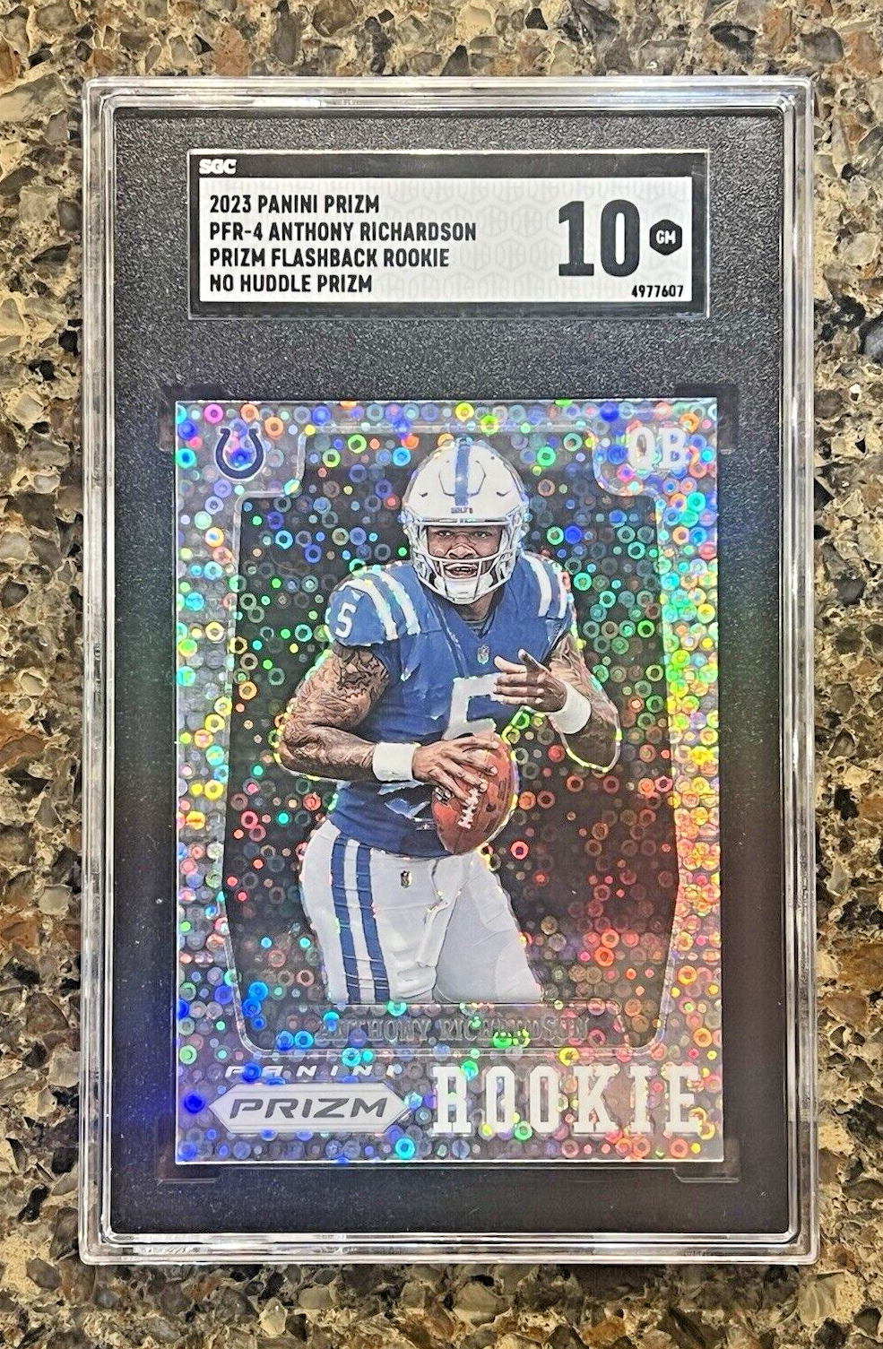 Anthony Richardson RC 2023 Panini Prizm Flashback Rookie No Huddle - Gem SGC 10