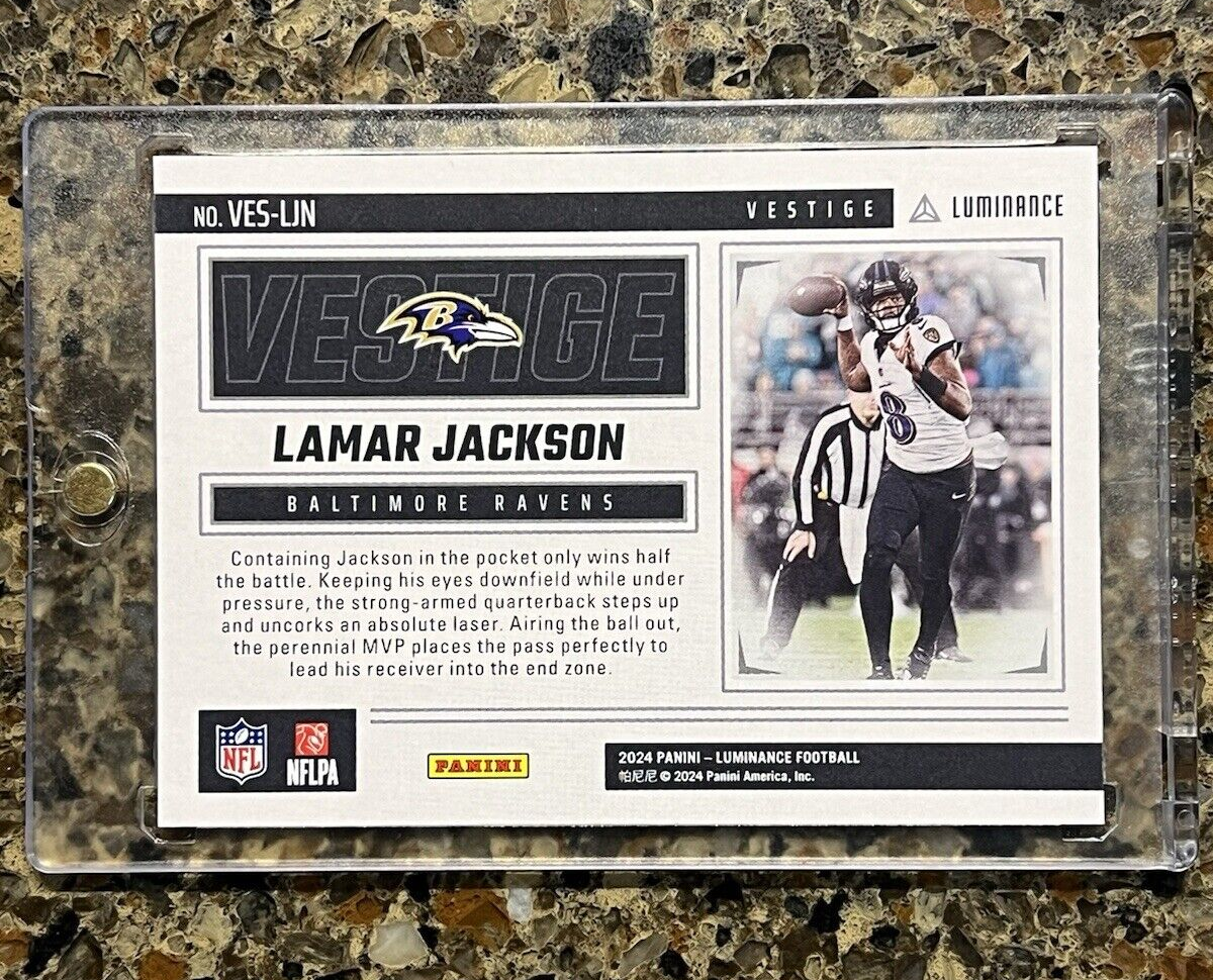 LAMAR JACKSON 2024 Panini Luminance GOLD VESTIGE RAINBOW HURRICANE SP Ravens MVP