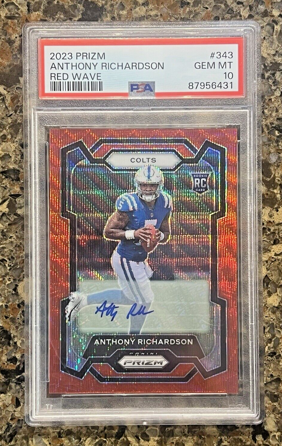 2023 Prizm Anthony Richardson (RC) Red Wave Rookie Auto #090/149 Gem Mint PSA 10