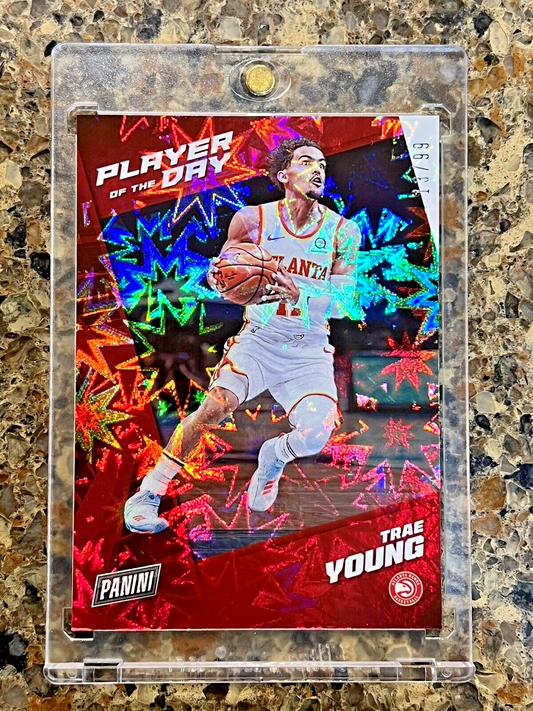 Trae Young 2021-22 Panini Player of the Day Basketball KABOOM #13/99 SSP Rare 🚀