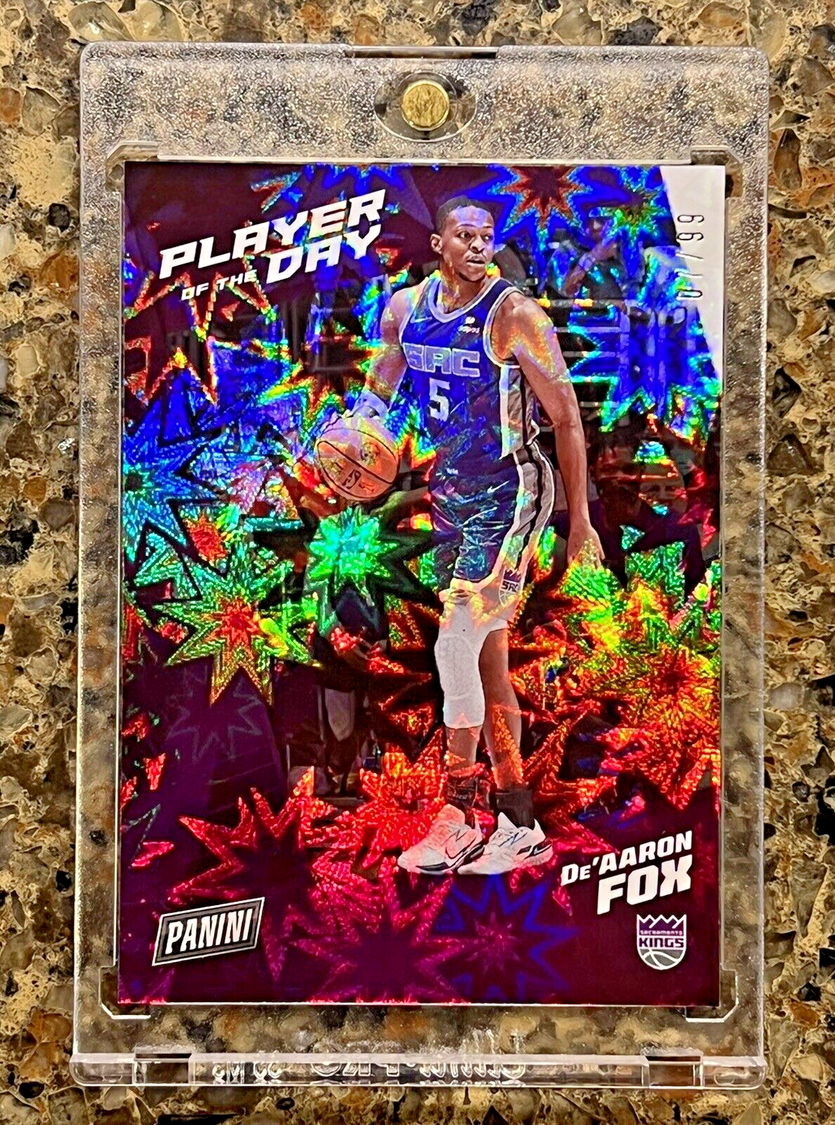 De’Aaron Fox 2021 Panini Player of the Day KABOOM 07/99 Super Rare Gem Mint SSP