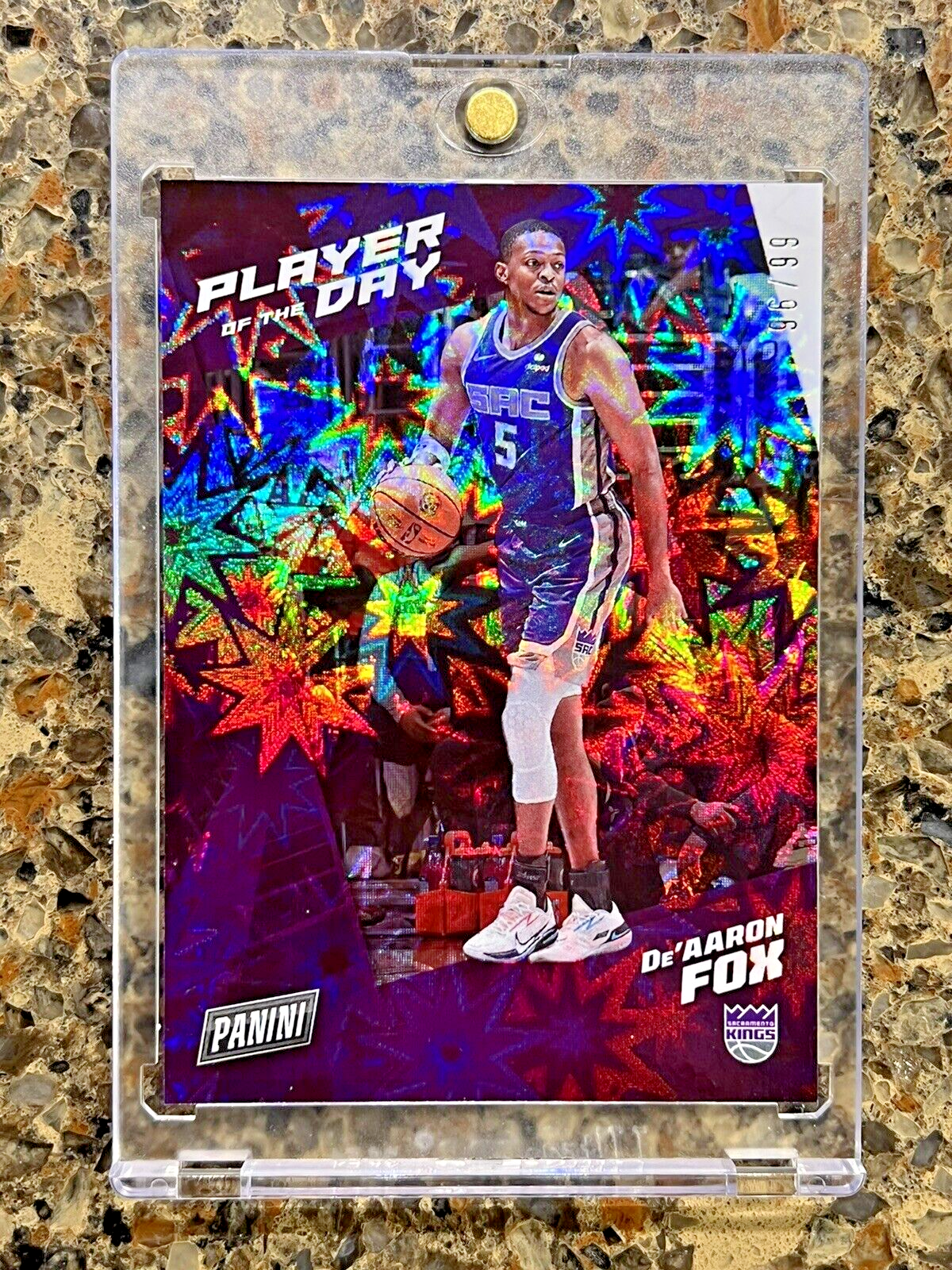 De’Aaron Fox 2021 NBA Panini Player of The Day KABOOM 96/99 Rare Gem Mint SSP