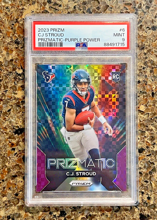 2023 Panini Prizm CJ Stroud Prizmatic Purple Power (RC) #35/49 SSP - Mint PSA 9