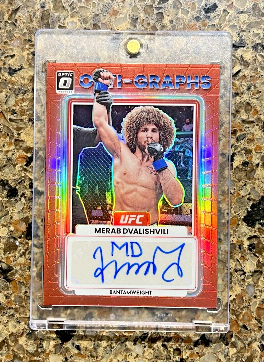 2023 Panini Donruss Optic UFC Merab Dvalishvili Auto Opti-Graphs Red Prizm #/199