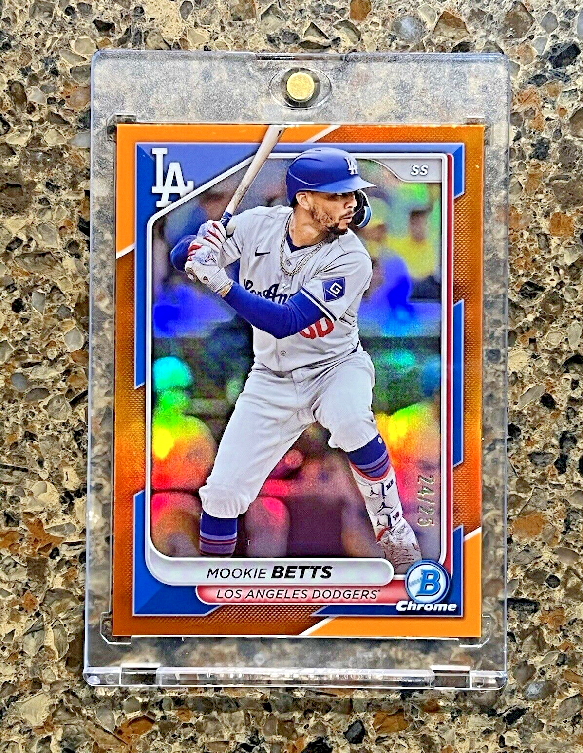 Mookie Betts 2023-24 Topps Bowman Chrome True Orange Refractor #24/25 LA Dodgers