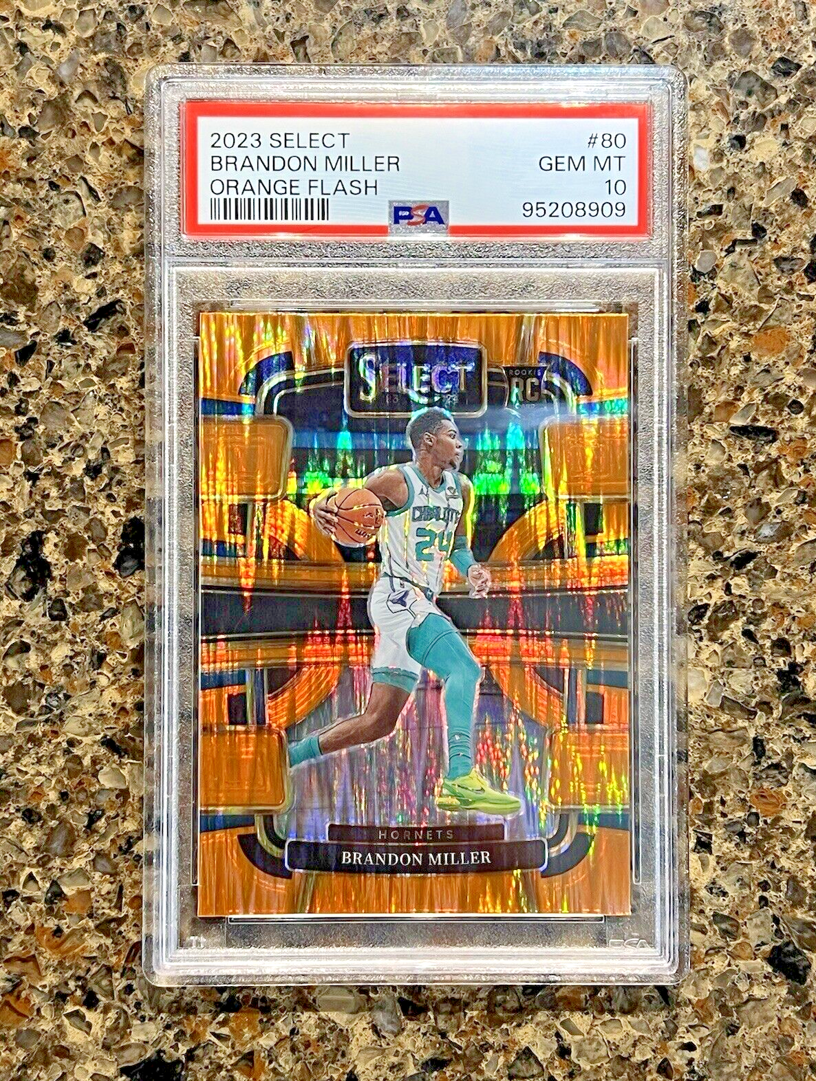 Brandon Miller RC 2023-24 Panini Select Orange Flash Concourse Prizm Gem PSA 10