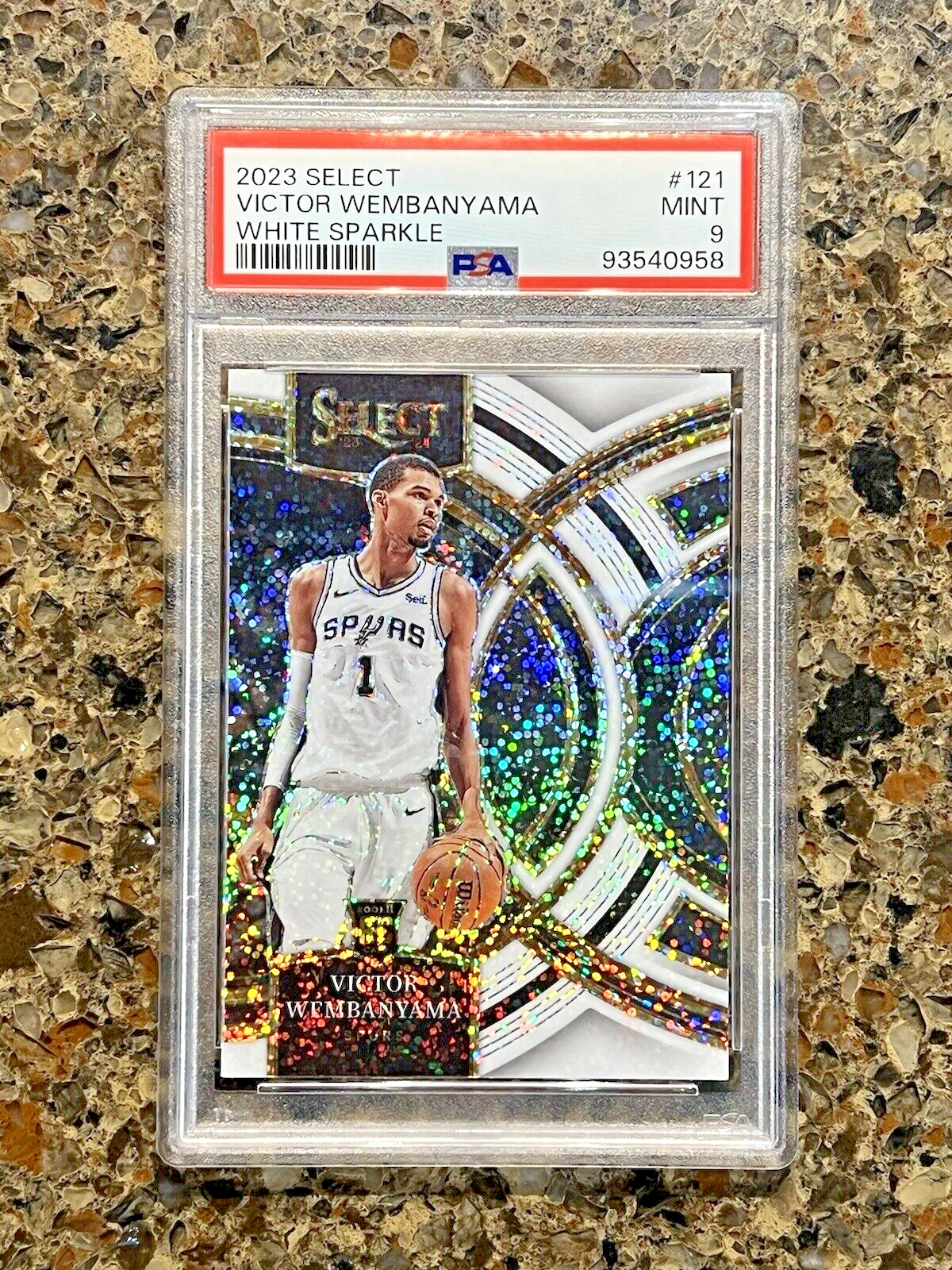 Victor Wembanyama RC 2023 Select White Sparkle Premier Level Prizm Rookie PSA 9