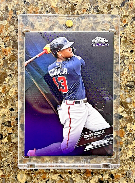 Ronald Acuna Jr. 2021 Topps Chrome Black PURPLE REFRACTOR 073/150 Gem Mint SSP