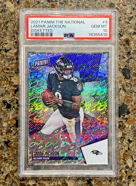 Lamar Jackson 2021 Panini The National Diskettes 09/25 RARE SSP Gem Mint PSA 10