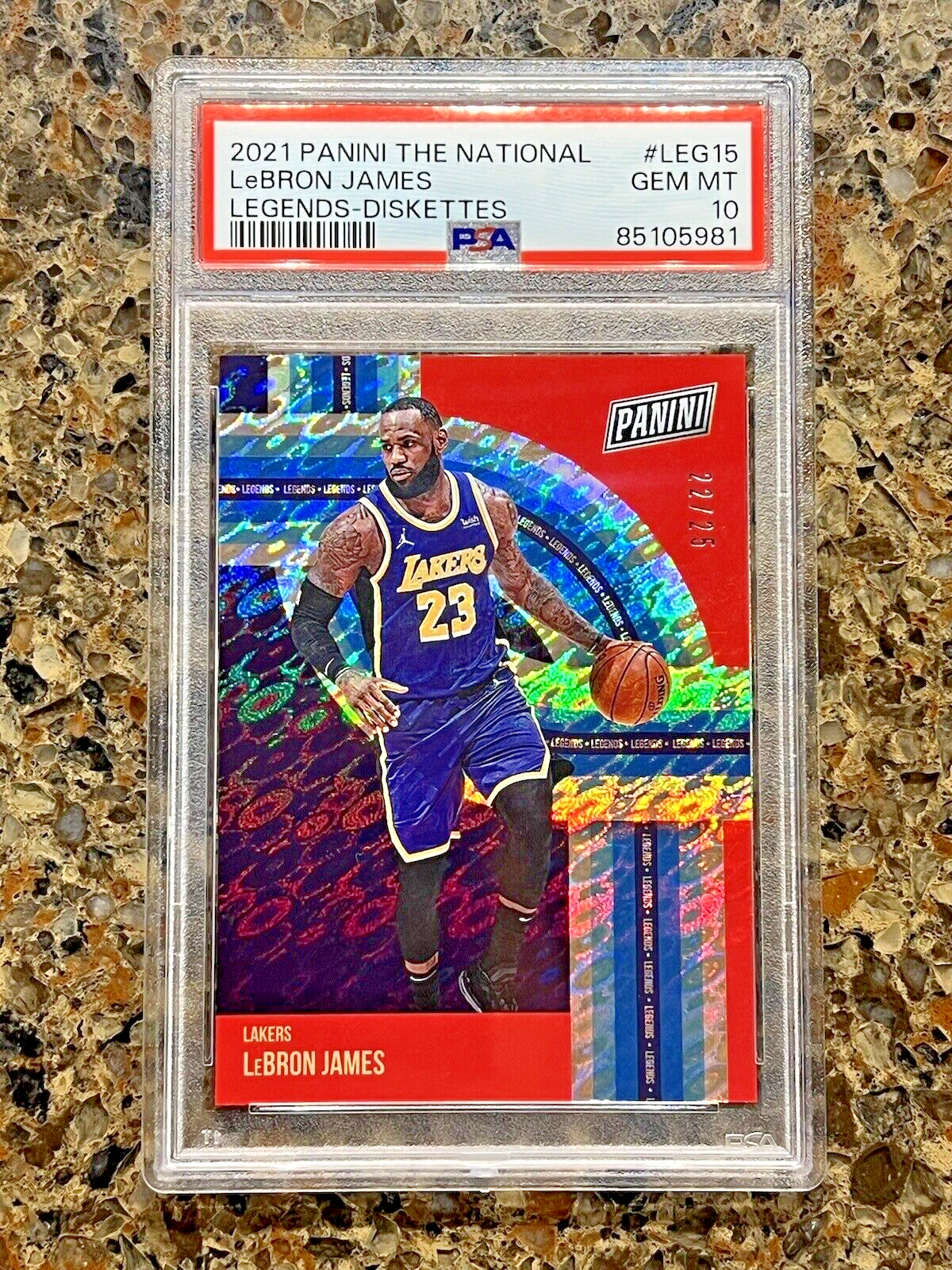 LeBron James 2021 Panini The National LEGENDS DISKETTES 22/25 SP Gem Mint PSA 10