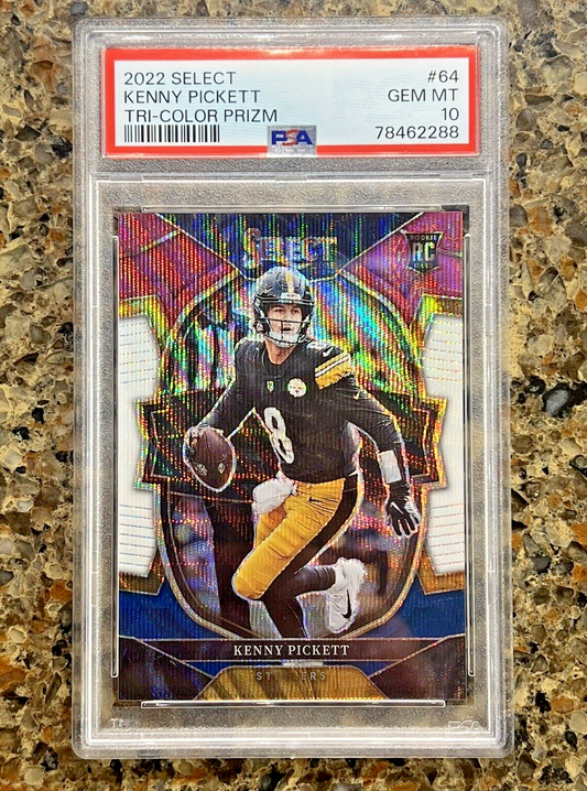 Kenny Pickett RC 2022 Panini Select Tri-Color Prizm 87/249 SSP Rookie Gem PSA 10