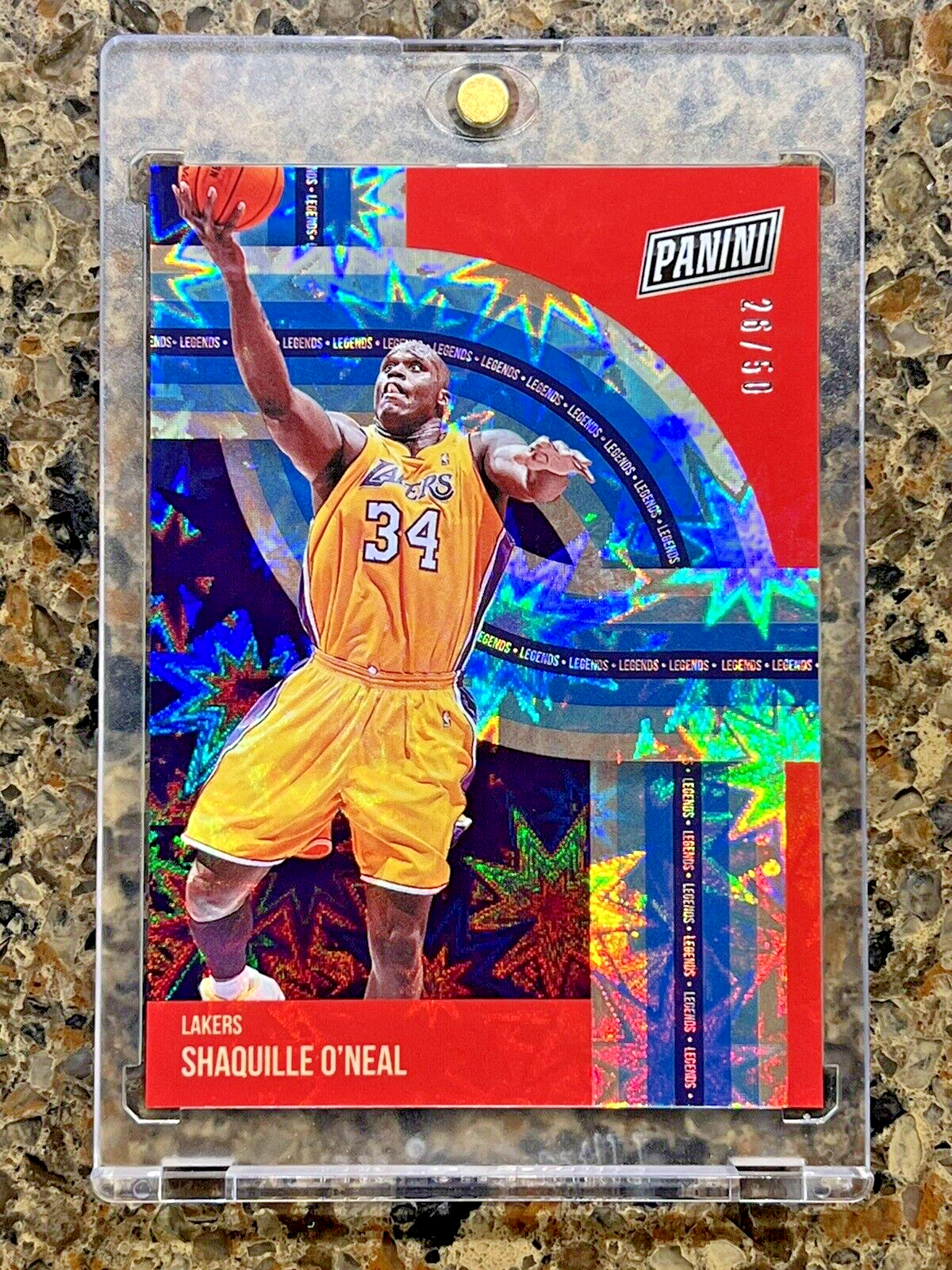 Shaquille O’Neal 2021 Panini The National Legends 26/50 KABOOM Explosion Gem SSP