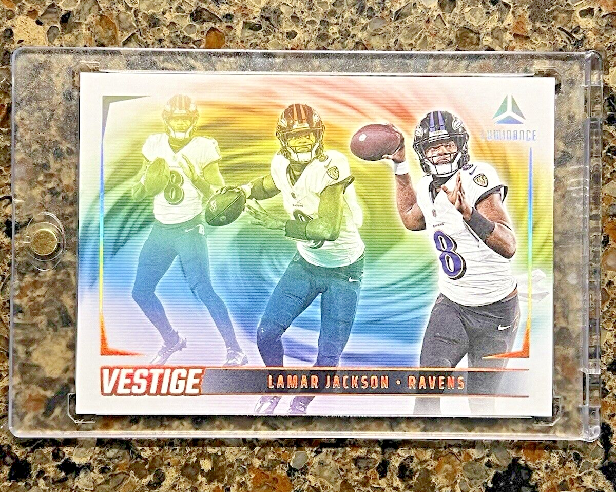 LAMAR JACKSON 2024 Panini Luminance GOLD VESTIGE RAINBOW HURRICANE SP Ravens MVP